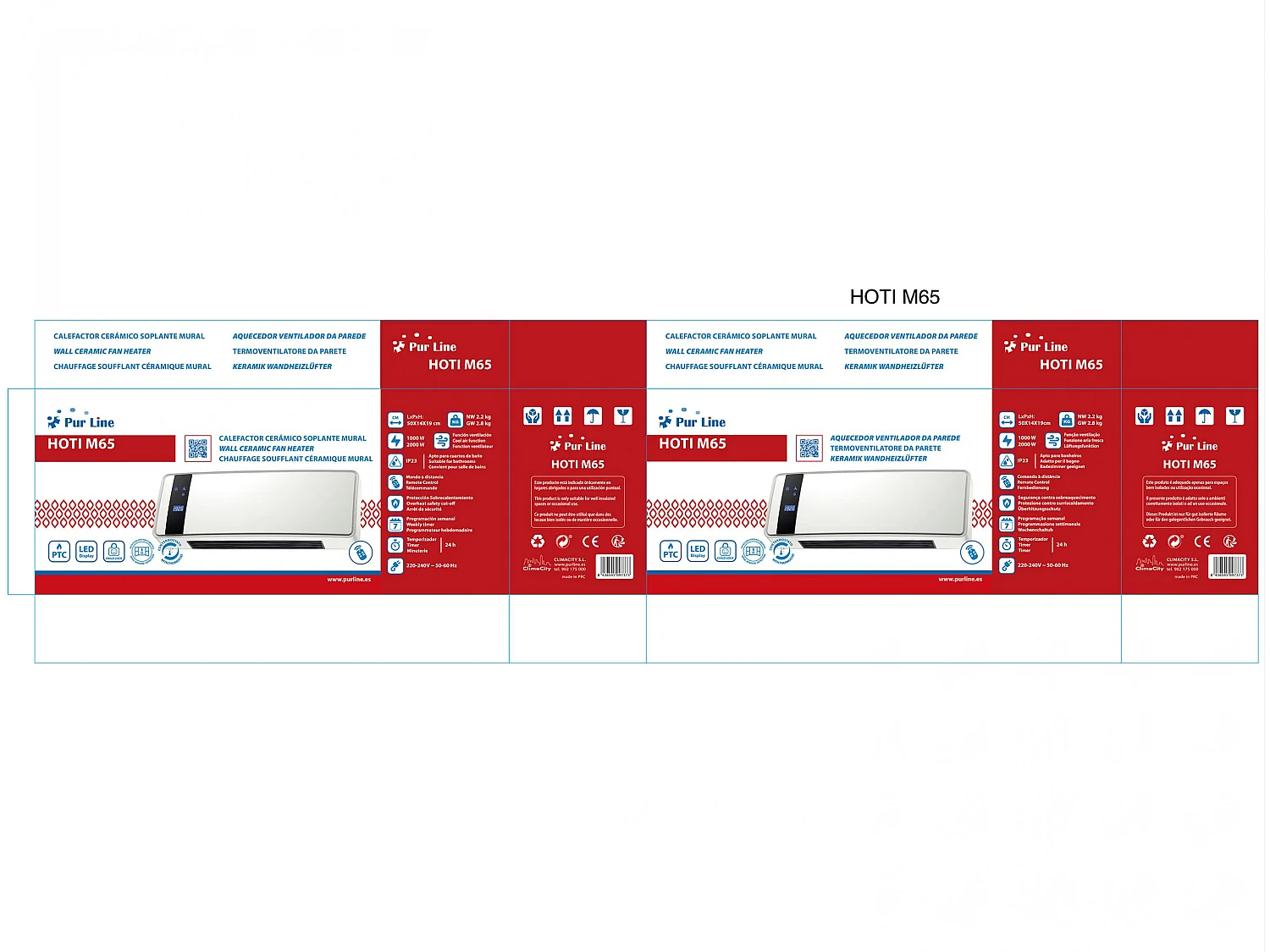 Chauffage soufflant  2000 W 3 modes de fonctionnement avec télécommande et minuterie