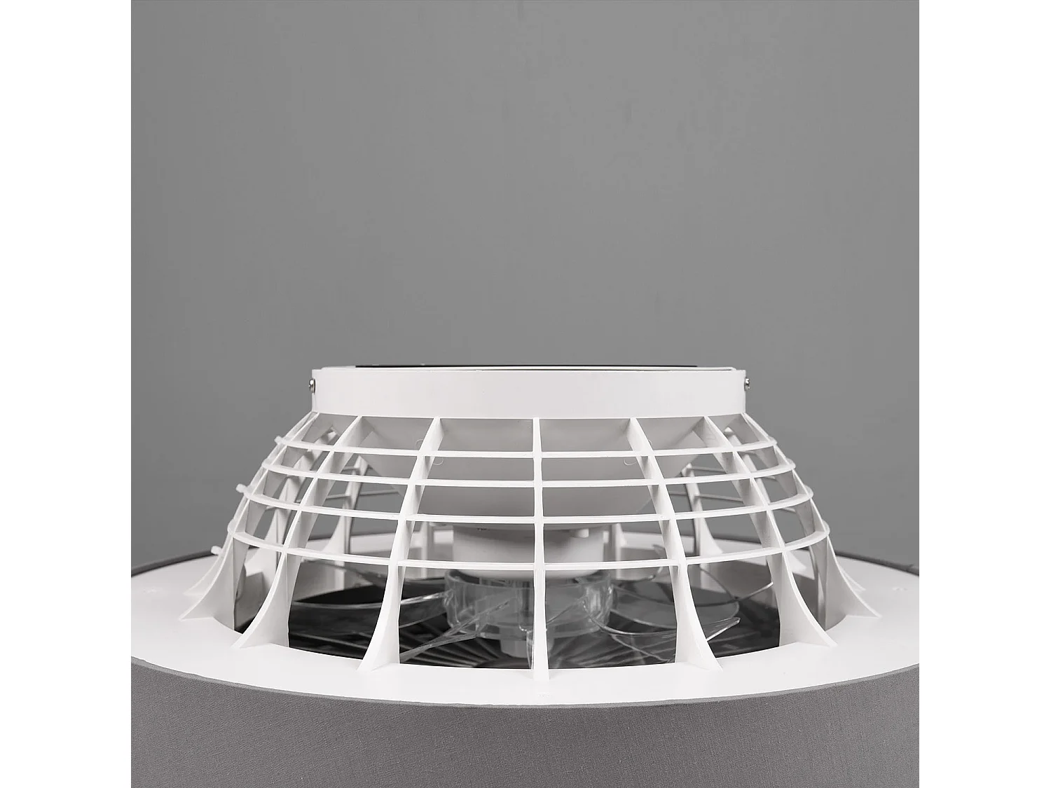 Faresund - Ventilatore e plafoniera LED ø 47 cm con paralume in tessuto, colore grigio