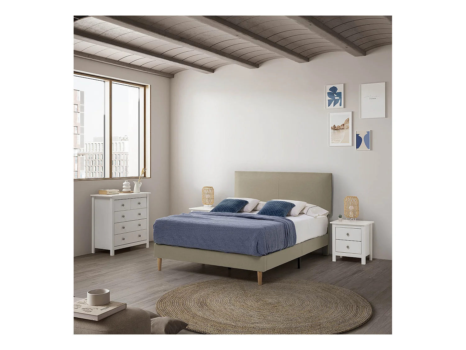 Polsterbett Lauren 30 cm, 150 x 190 cm, Beige