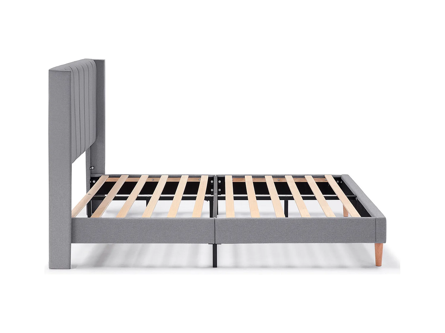 Estructura de cama tapizada Noelia de 30 cm, 90x190 cm, Gris Oscuro