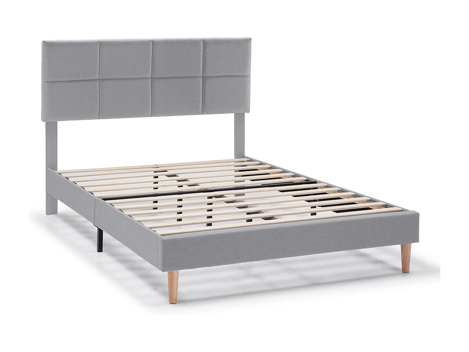 Silvi gestoffeerd bedframe van 30 cm, 150x190 cm, Lichtgrijs