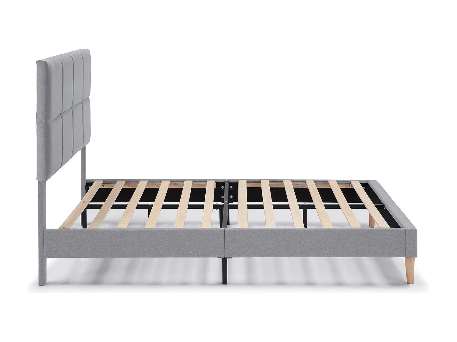 Silvi gestoffeerd bedframe van 30 cm, 150x190 cm, Lichtgrijs