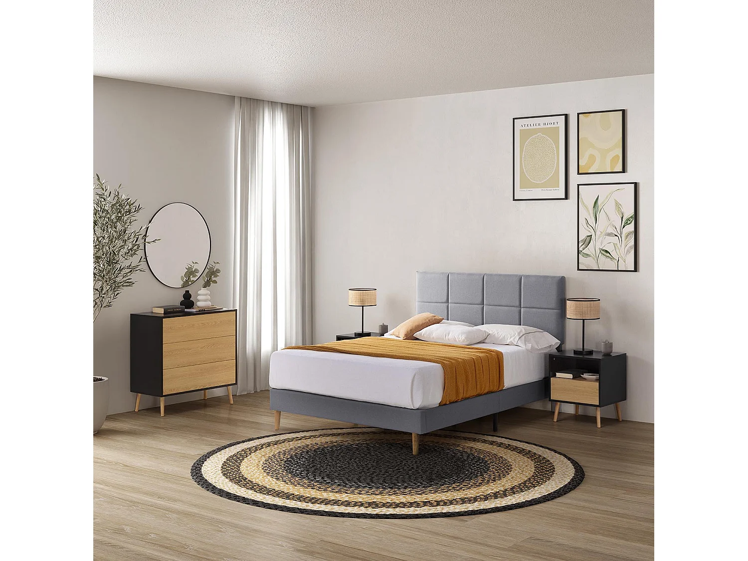 Cadre de lit rembourré Silvi 30 cm, 150x190 cm, Gris foncé