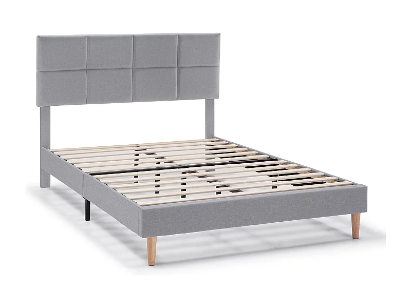 Cama estofada Silvi 30 cm, 140x190 cm, cinza claro
