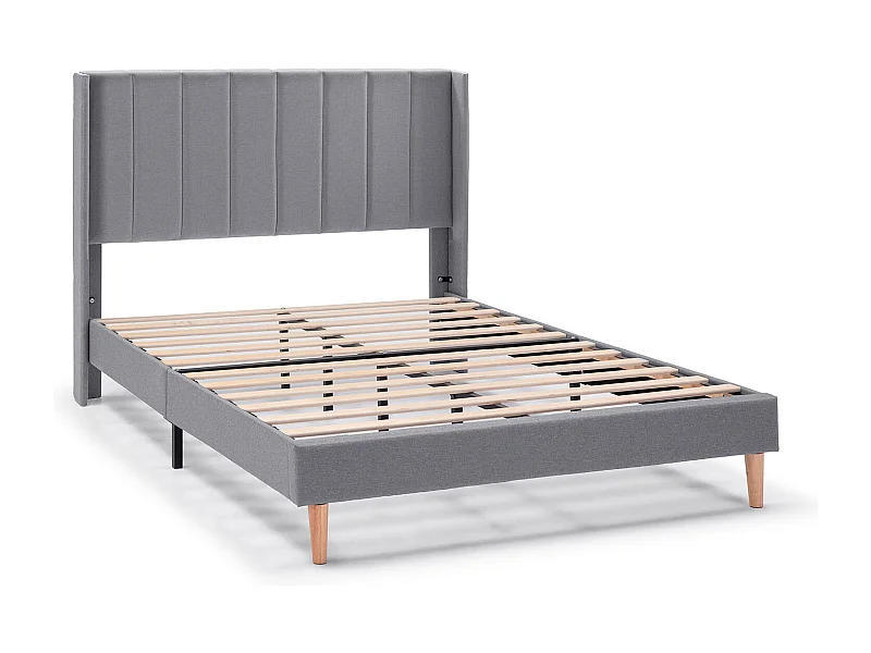 Gestoffeerd bedframe Noelia van 30 cm, 140x190 cm, Donkergrijs