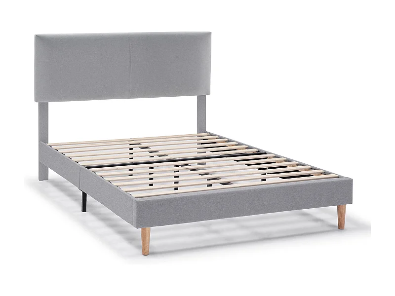 Gestoffeerd bedframe Lauren van 30 cm, 90x190 cm, Lichtgrijs