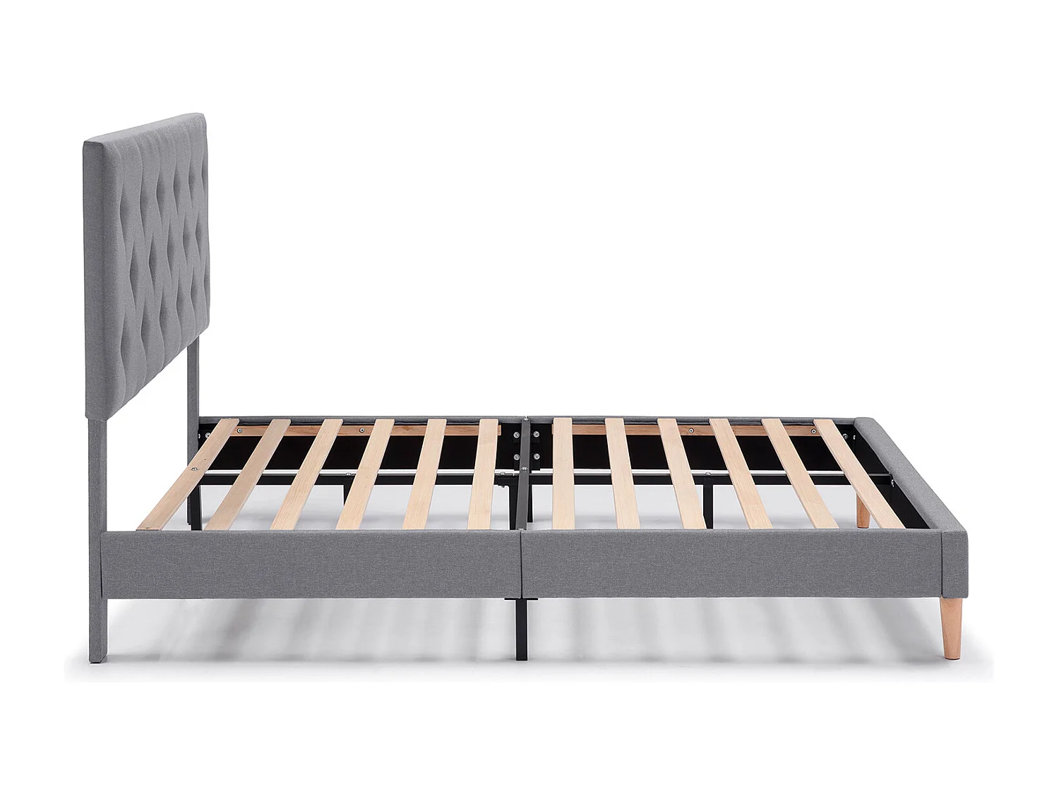 Bedframe Rosi met bekleding van 30 cm, 140x190 cm, Donkergrijs