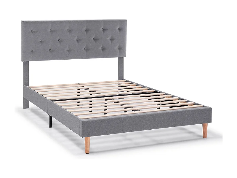 Bedframe Rosi met bekleding van 30 cm, 140x190 cm, Donkergrijs