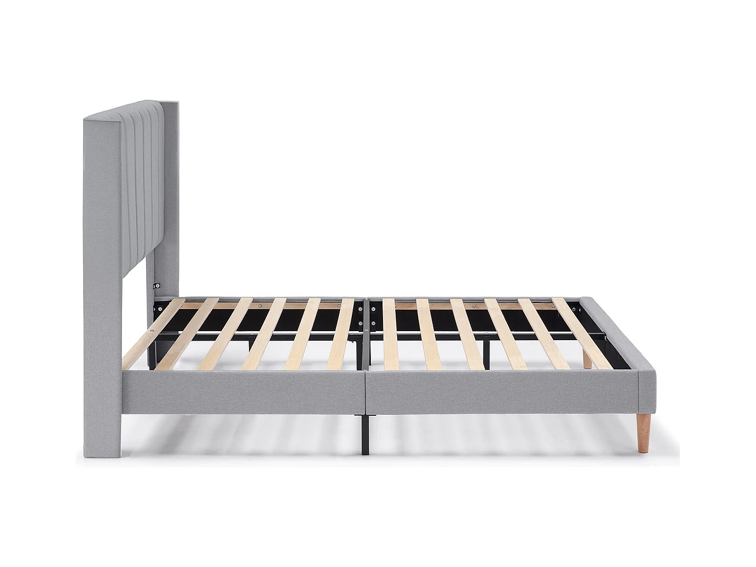Gestoffeerd bedframe Noelia van 30 cm, 150x190 cm, Lichtgrijs