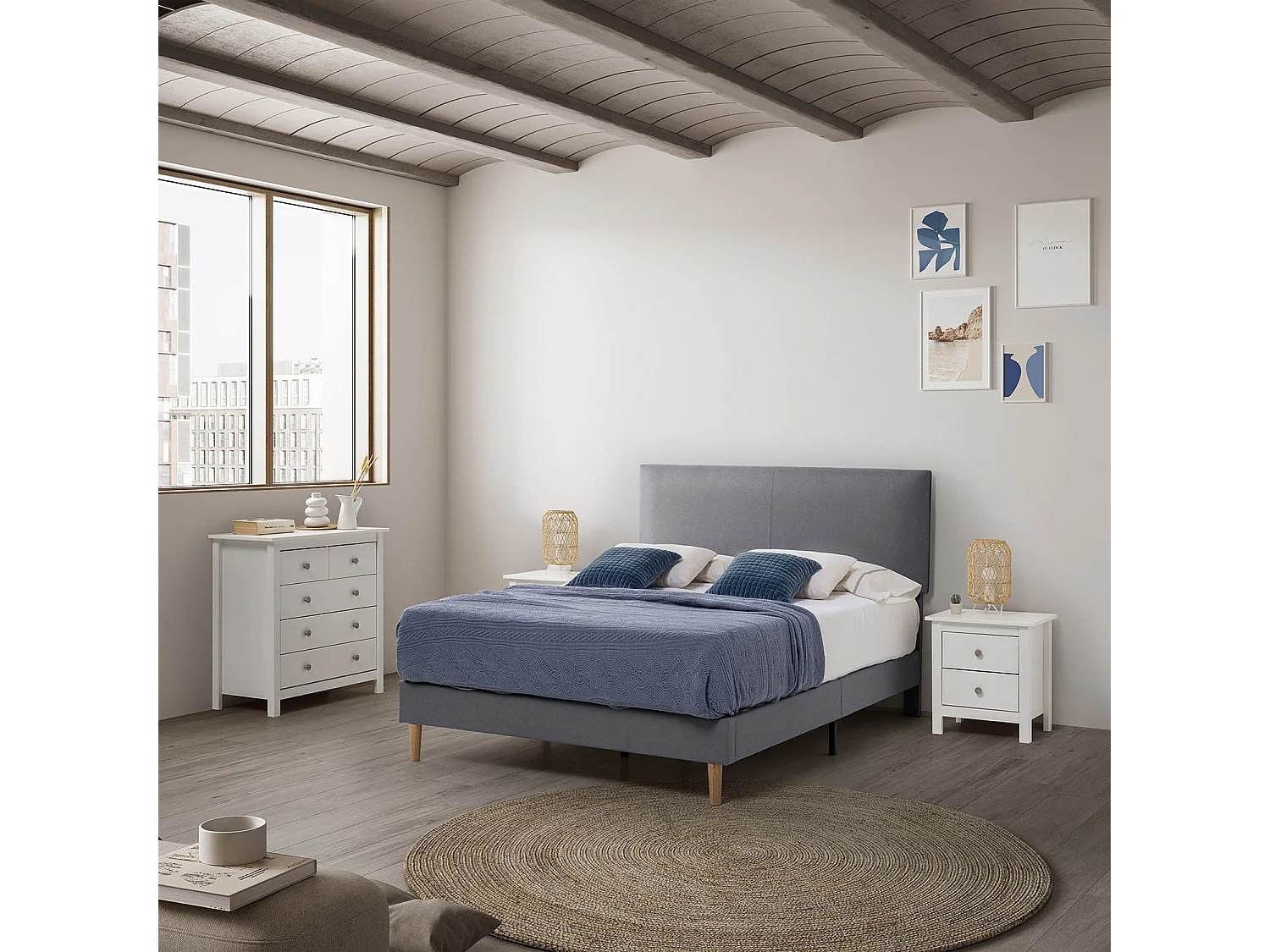 Cadre de lit rembourré Lauren 30 cm, 90 x 190 cm, Gris foncé