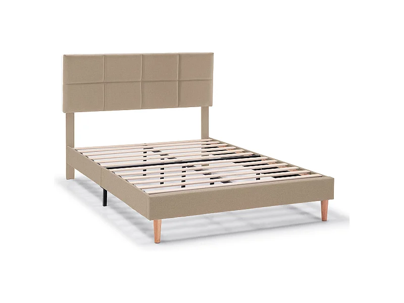 Estructura de cama tapizada Silvi de 30 cm, 140x190 cm, Beige