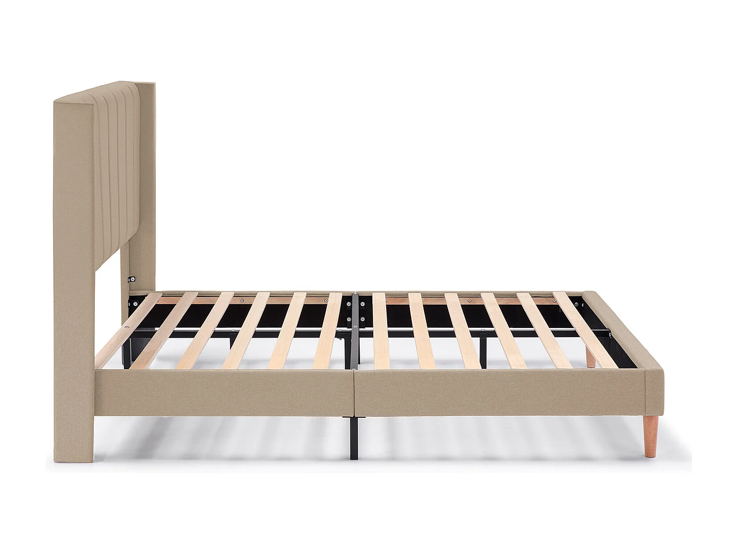 Gestoffeerd bedframe Noelia van 30 cm, 150x190 cm, Beige