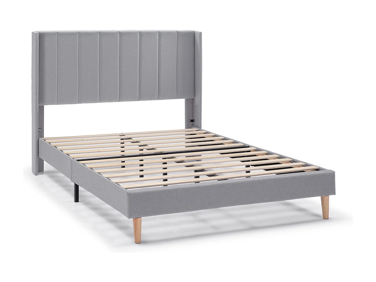 Gestoffeerd bedframe Noelia van 30 cm, 140x190 cm, Lichtgrijs