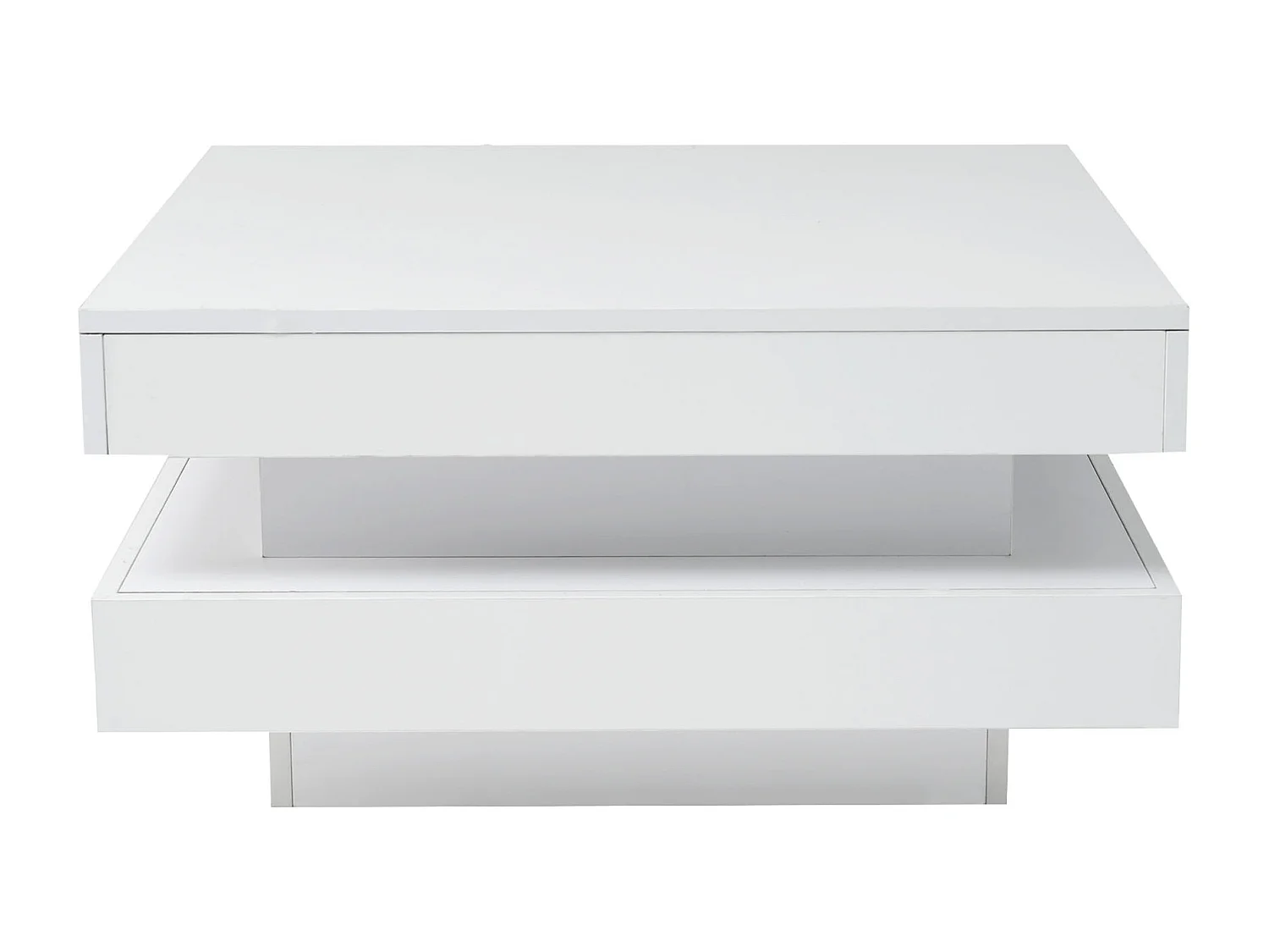 Table basse carrée blanche - avec éclairage LED 16 couleurs -  style moderne - bois MDF - 70x70x36 cm