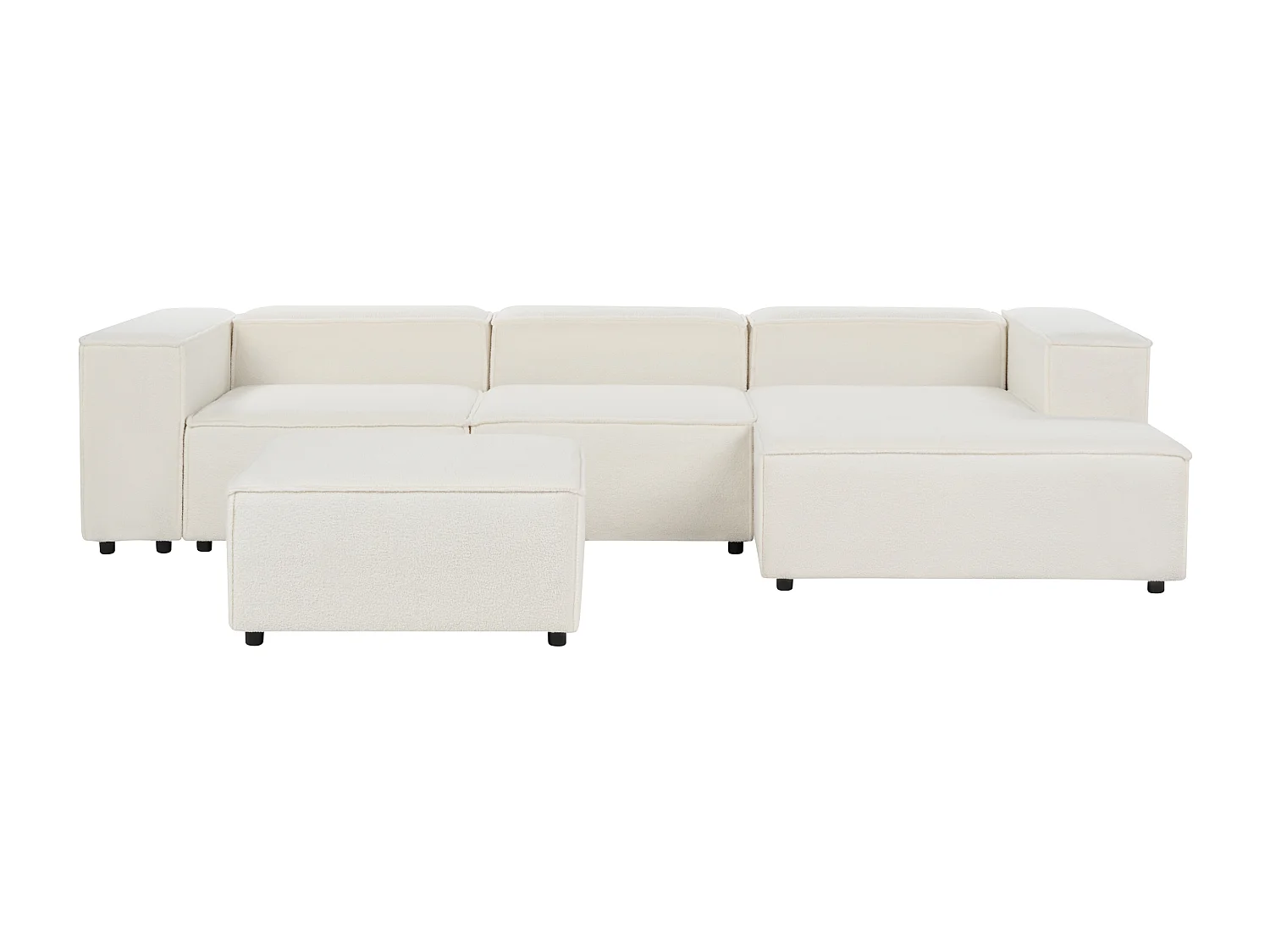 Canapé d'angle modulable 3 places ARDAL Bouclé Blanc avec ottoman Côté droite