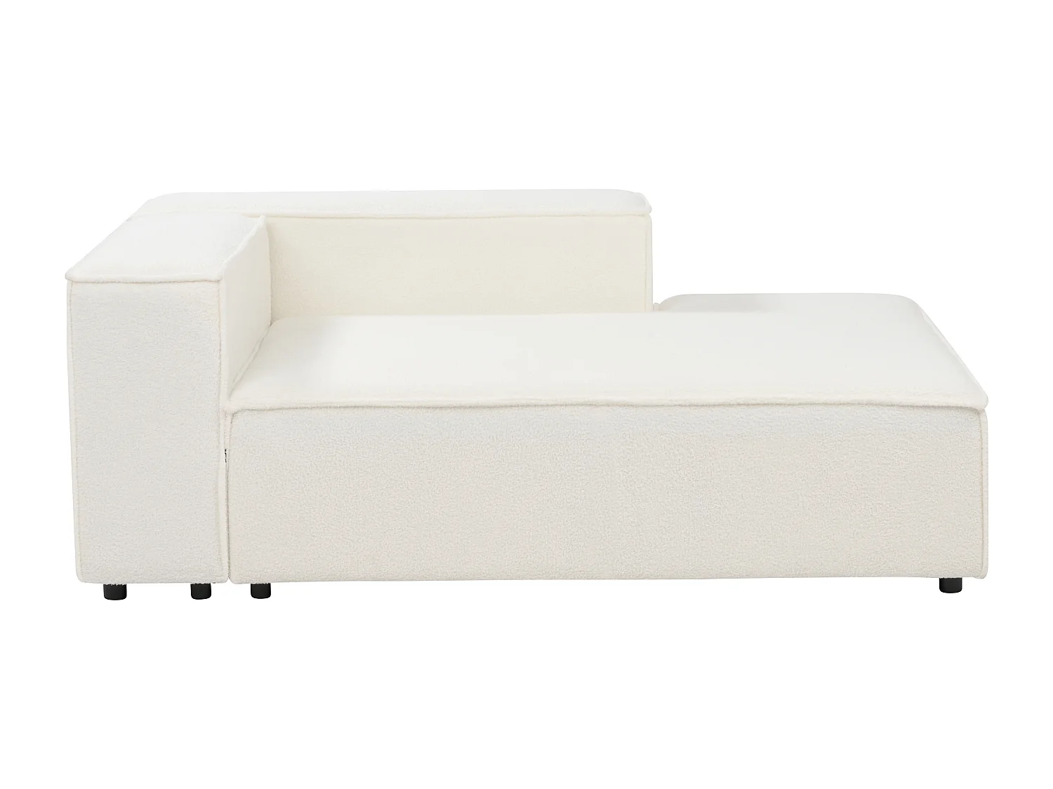 Canapé d'angle modulable 3 places ARDAL Bouclé Blanc avec ottoman Côté droite