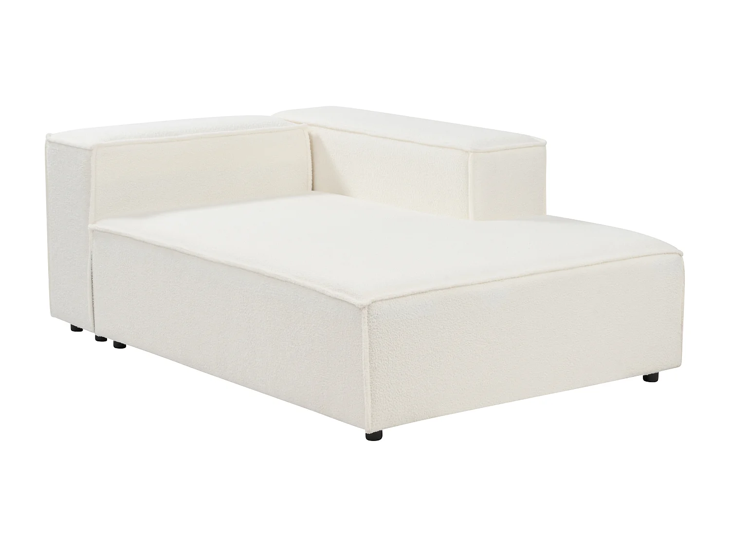 Canapé d'angle modulable 3 places ARDAL Bouclé Blanc avec ottoman Côté droite