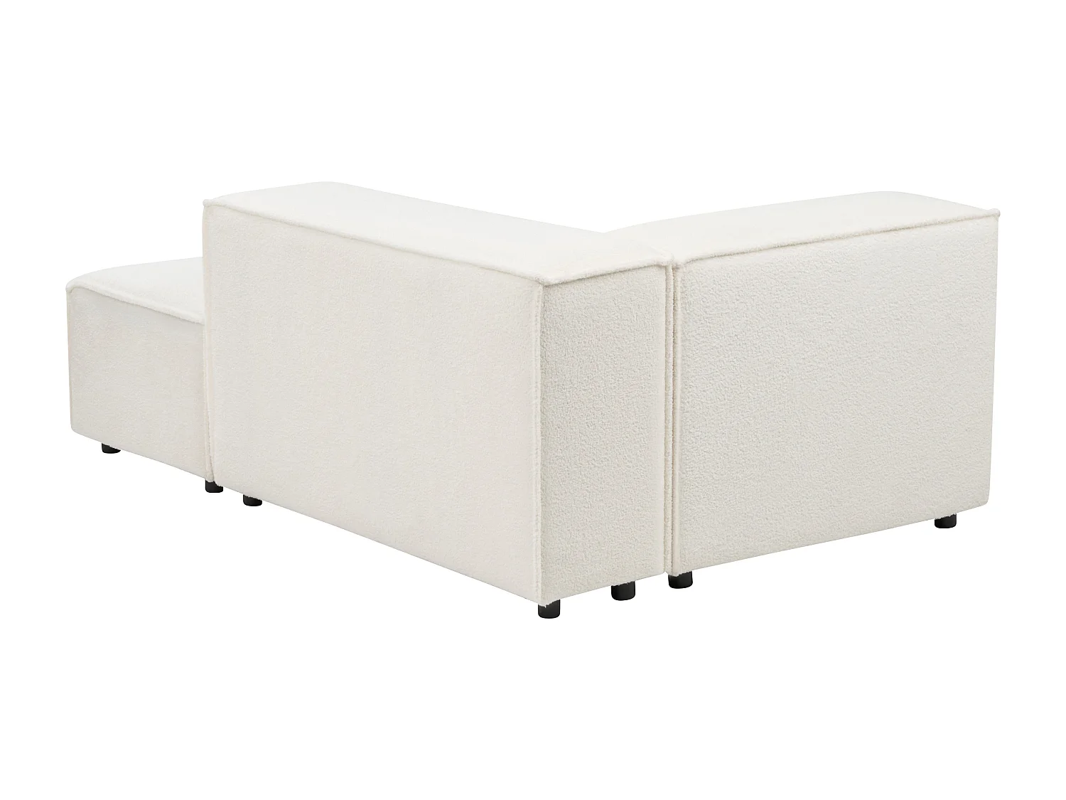 Canapé d'angle modulable 3 places ARDAL Bouclé Blanc avec ottoman Côté droite