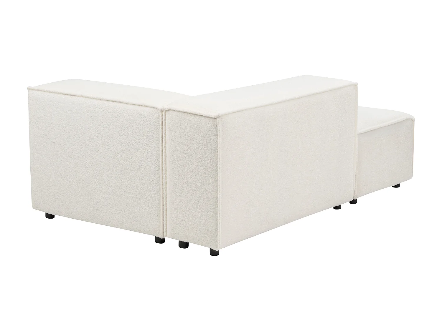 Sofá de canto modular APRICA Bouclé Branco com repousa-pés 3 lugares à direita