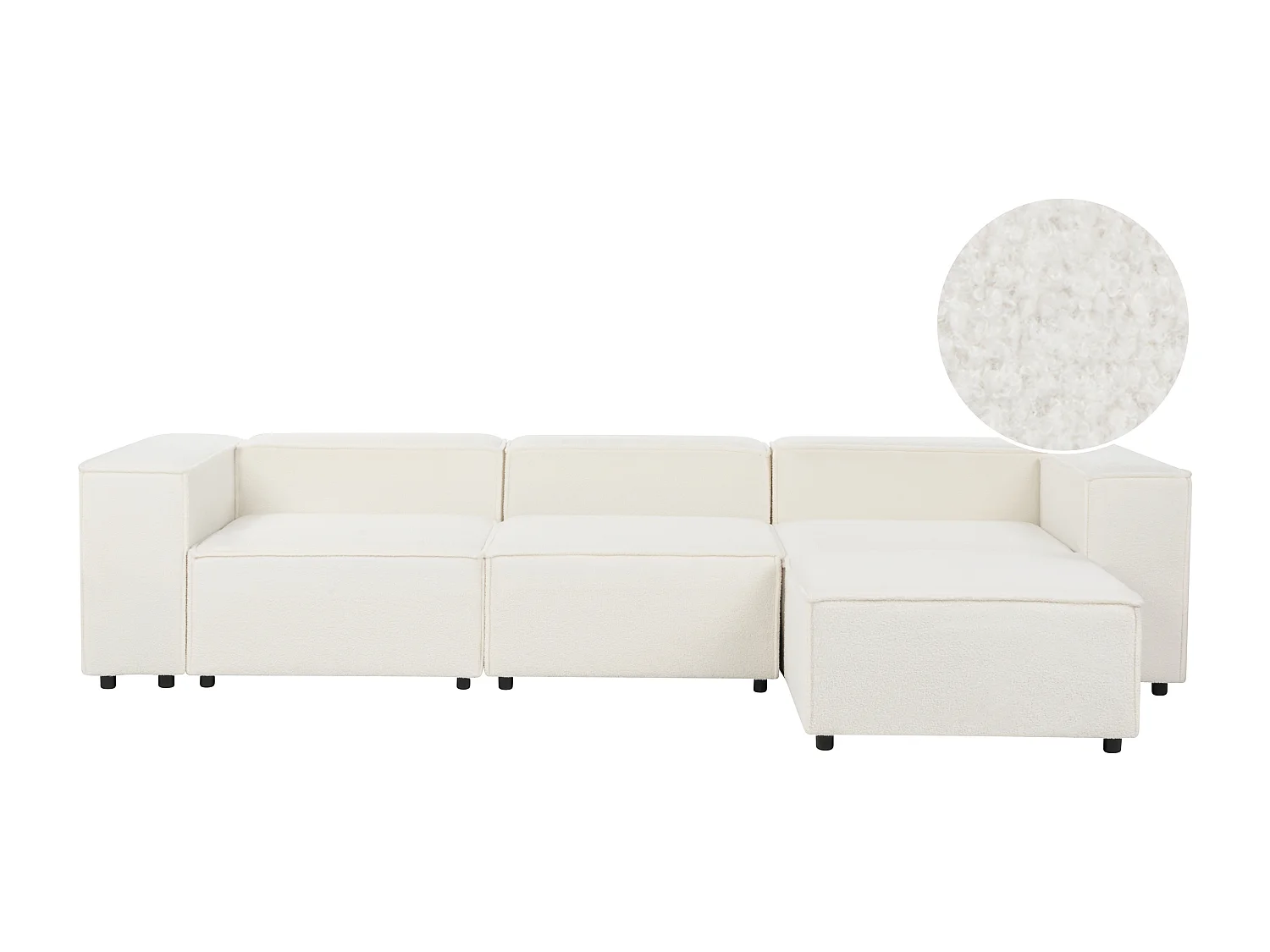 Canapé d'angle modulable 3 places ARDAL Bouclé Blanc avec ottoman