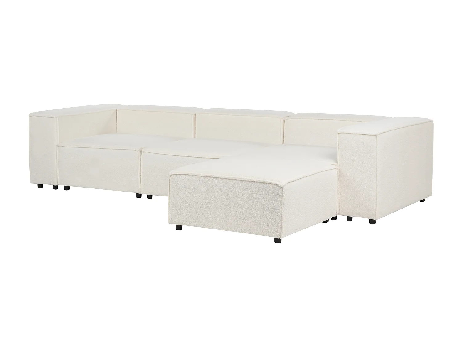 Canapé d'angle modulable 3 places ARDAL Bouclé Blanc avec ottoman