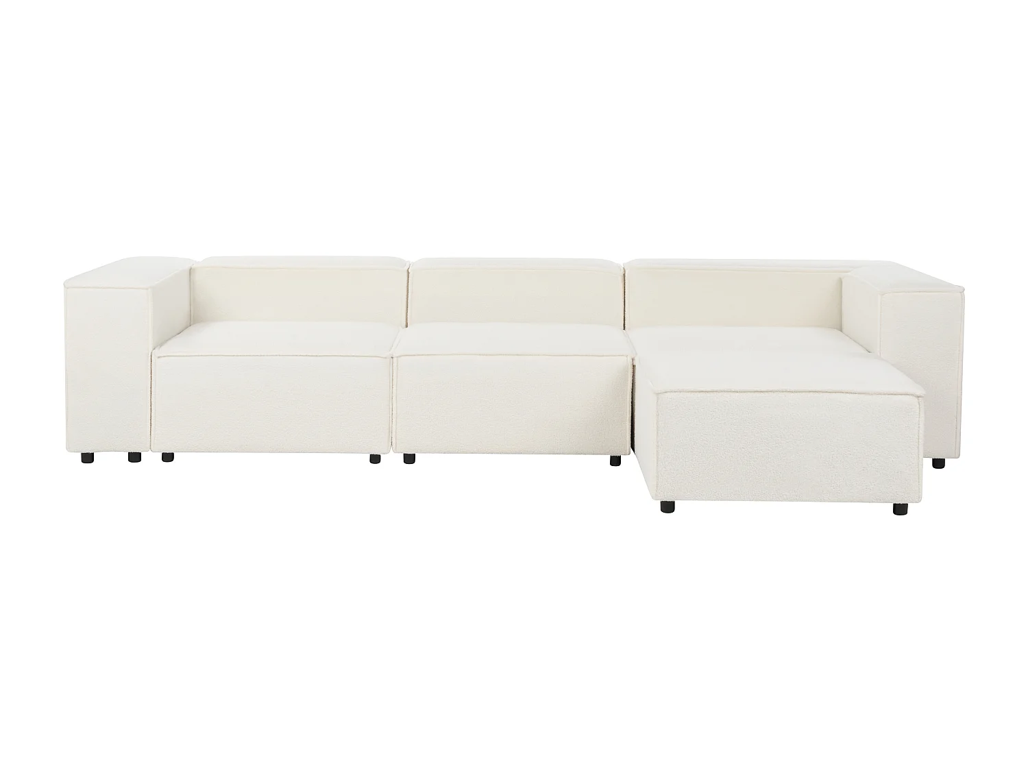Canapé d'angle modulable 3 places ARDAL Bouclé Blanc avec ottoman