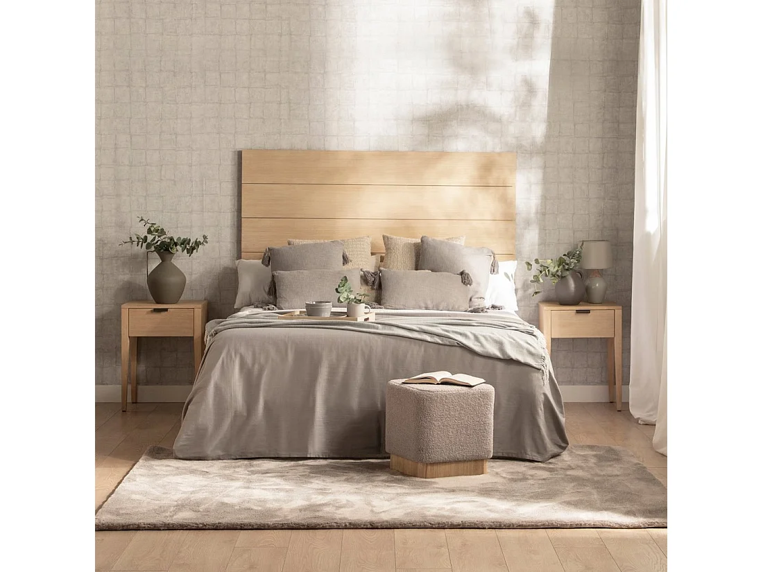 Table de chevet 1 tiroir en bois naturel 45x60 cm-Aima