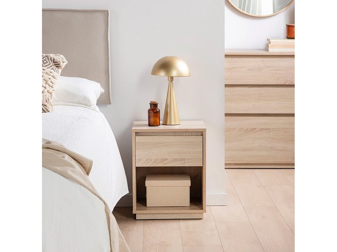 Table de chevet 1 tiroir en bois naturel 40x50 cm-Oslo