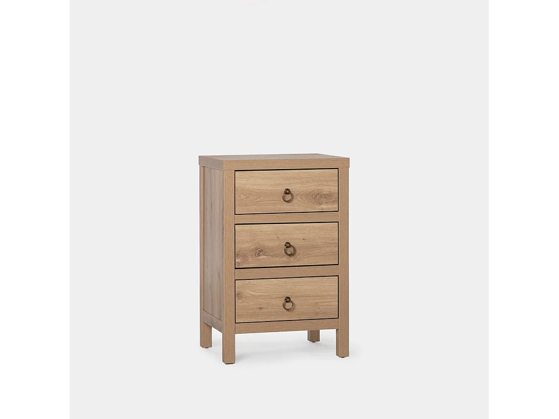 Mesita de noche 3 cajones de Madera Natural 70 x 45- Livorno