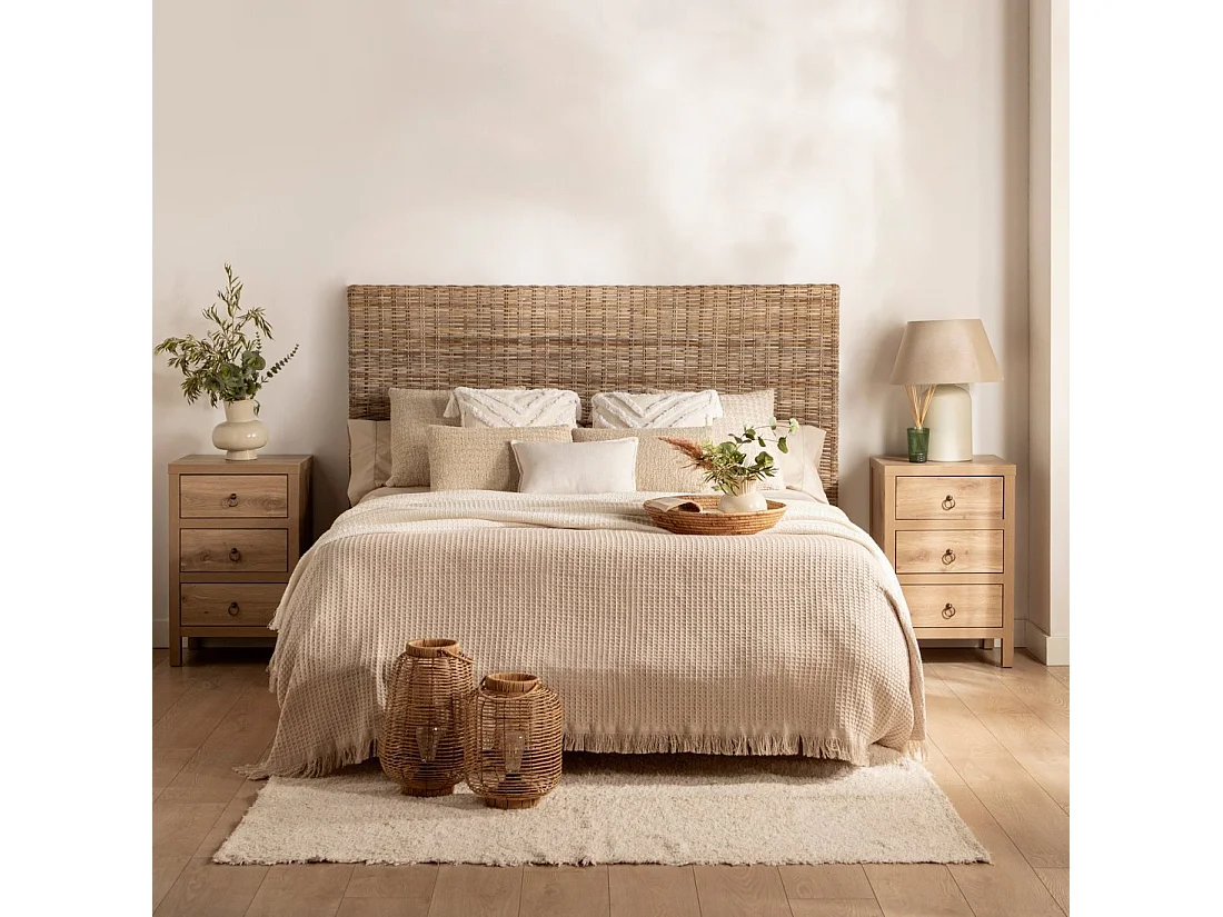 Mesita de noche 3 cajones de Madera Natural 70 x 45- Livorno