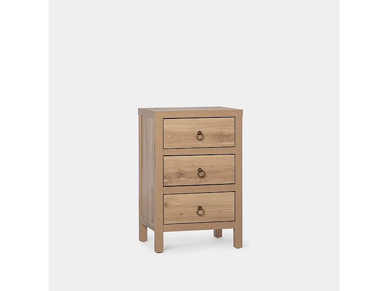 Mesita de noche 3 cajones de Madera Natural 70 x 45- Livorno