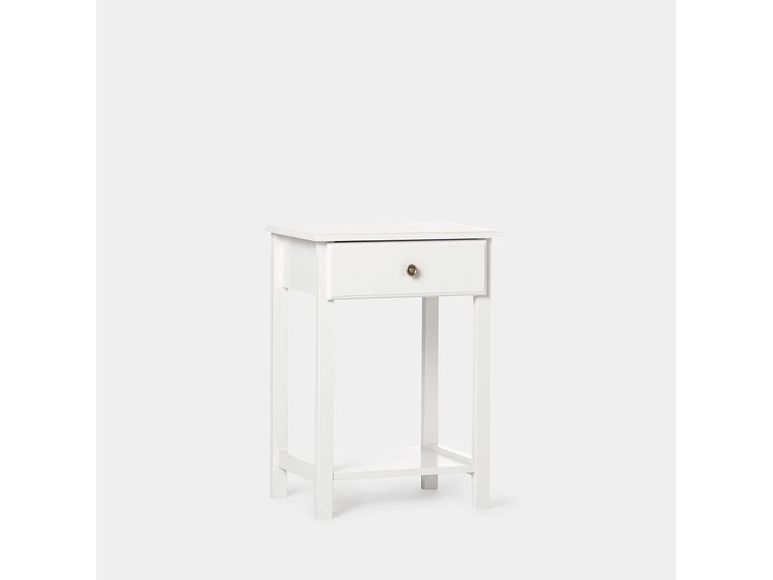 Table de chevet 1 tiroir en laqué blanc 46x60 cm-Ruan