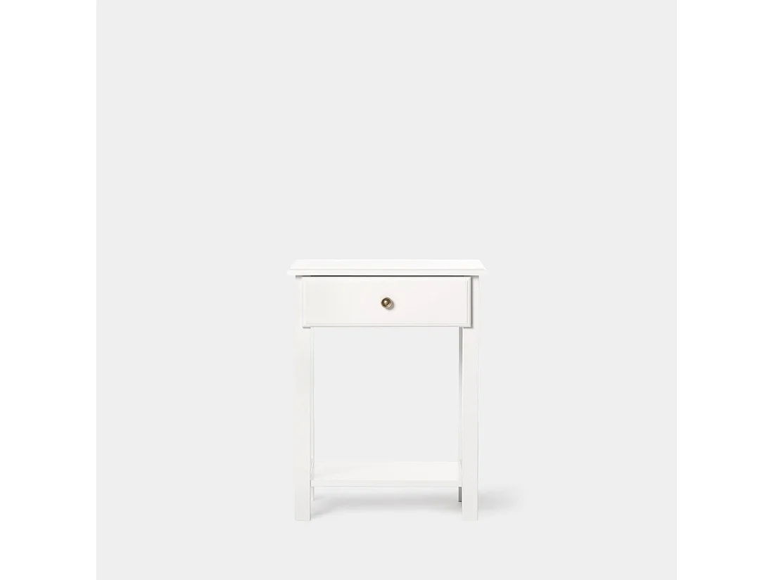 Table de chevet 1 tiroir en laqué blanc 46x60 cm-Ruan