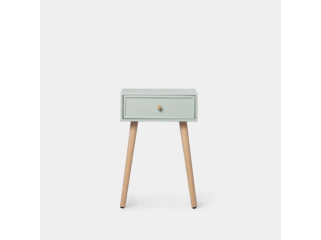 Table de chevet 1 tiroir en laqué menthe 40x61 cm-Tai