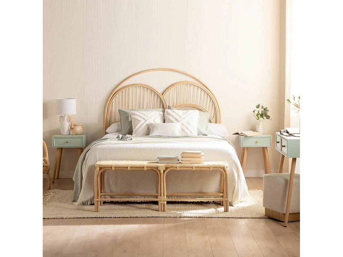 Table de chevet 1 tiroir en laqué menthe 40x61 cm-Tai