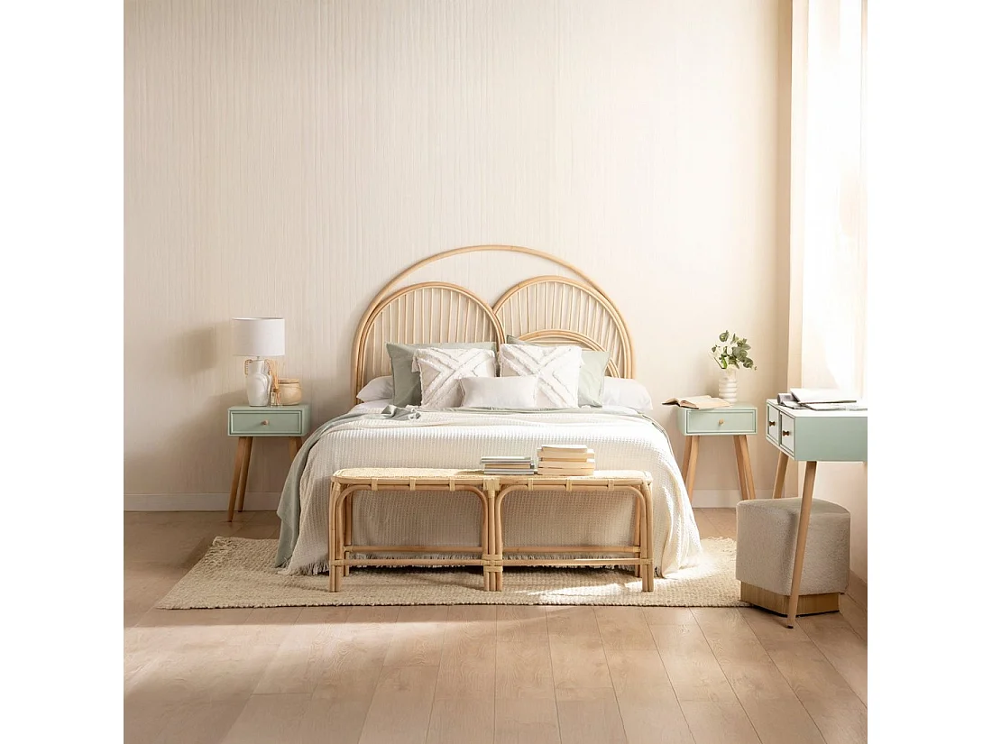 Table de chevet 1 tiroir en laqué menthe 40x61 cm-Tai