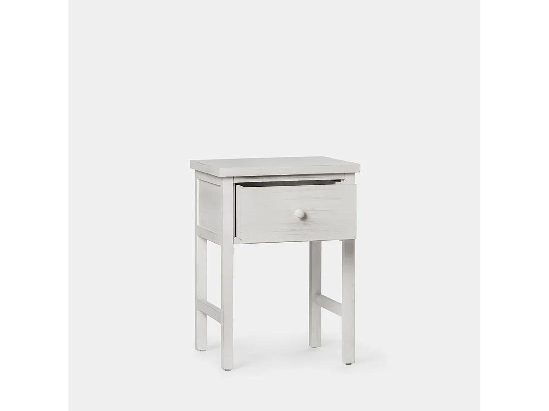 Mesita de noche 1 cajón de Madera Blanco decapado 60 x 42- Folk