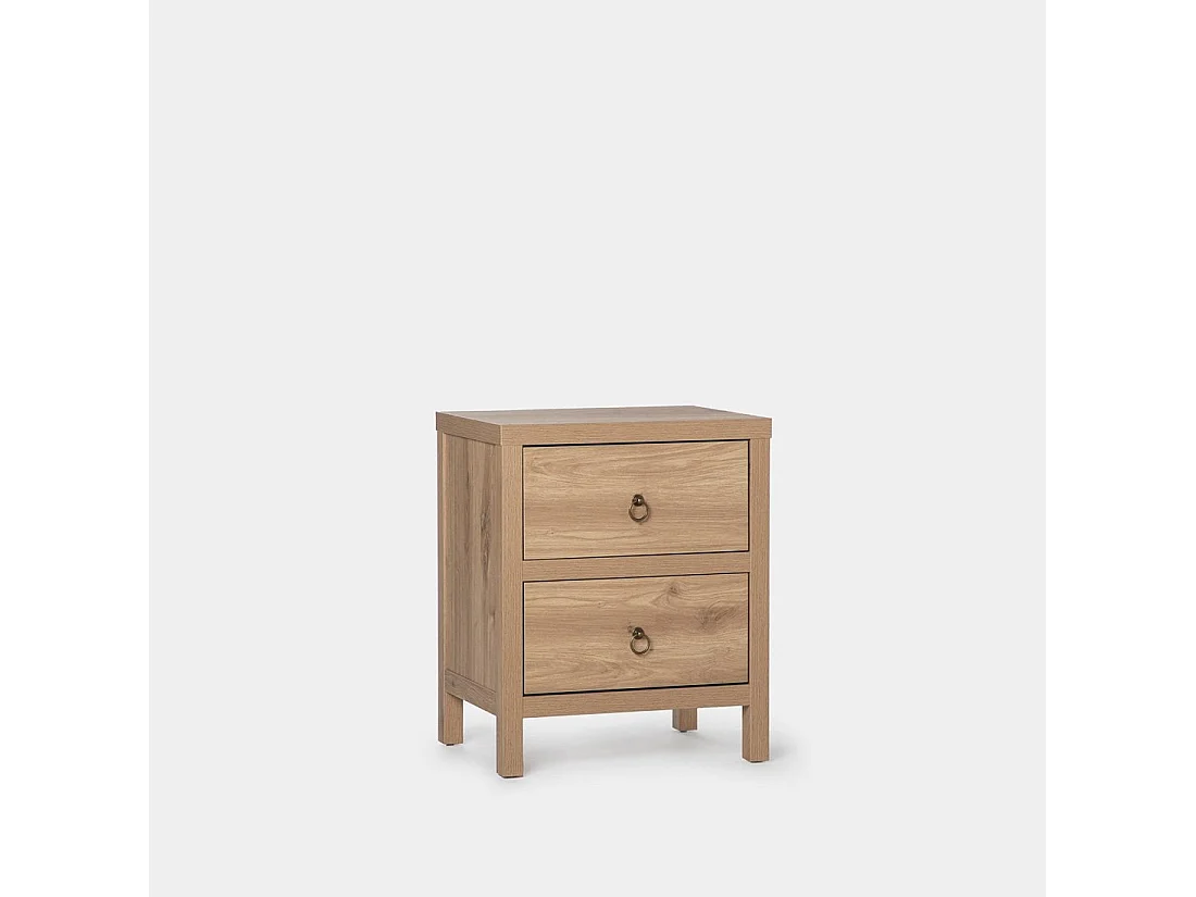 Mesita de noche 2 cajones de Madera Natural 60 x 50- Livorno
