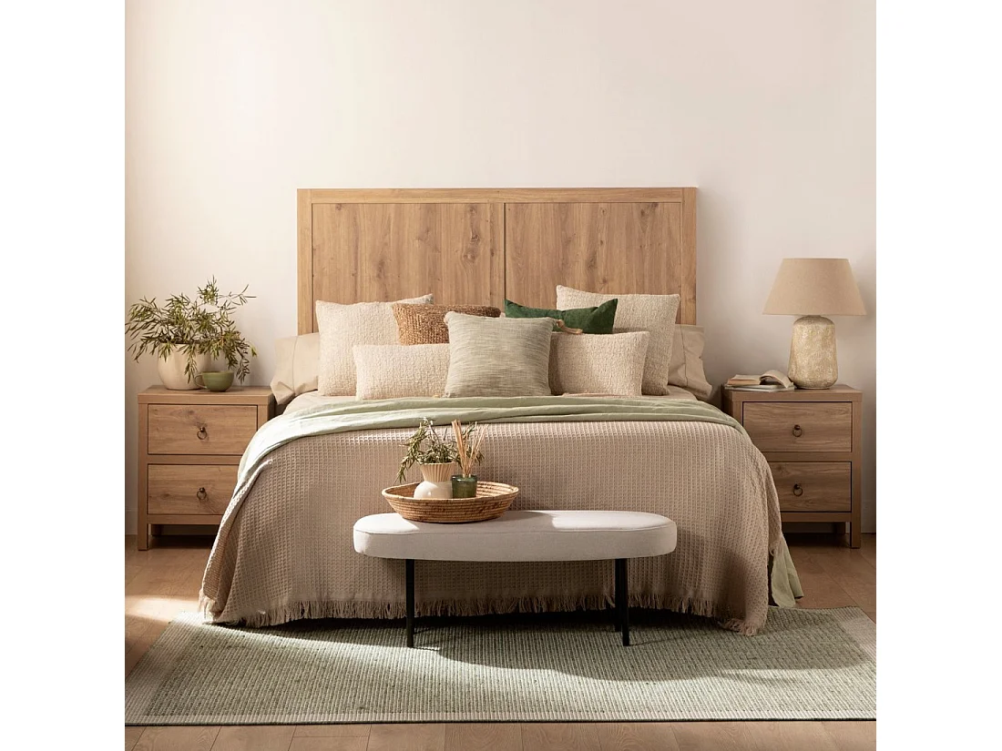 Mesita de noche 2 cajones de Madera Natural 60 x 50- Livorno