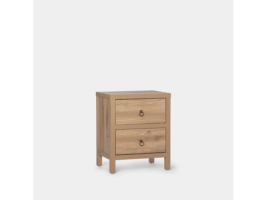 Table de chevet 2 tiroirs en bois naturel 50x60 cm-Livorno