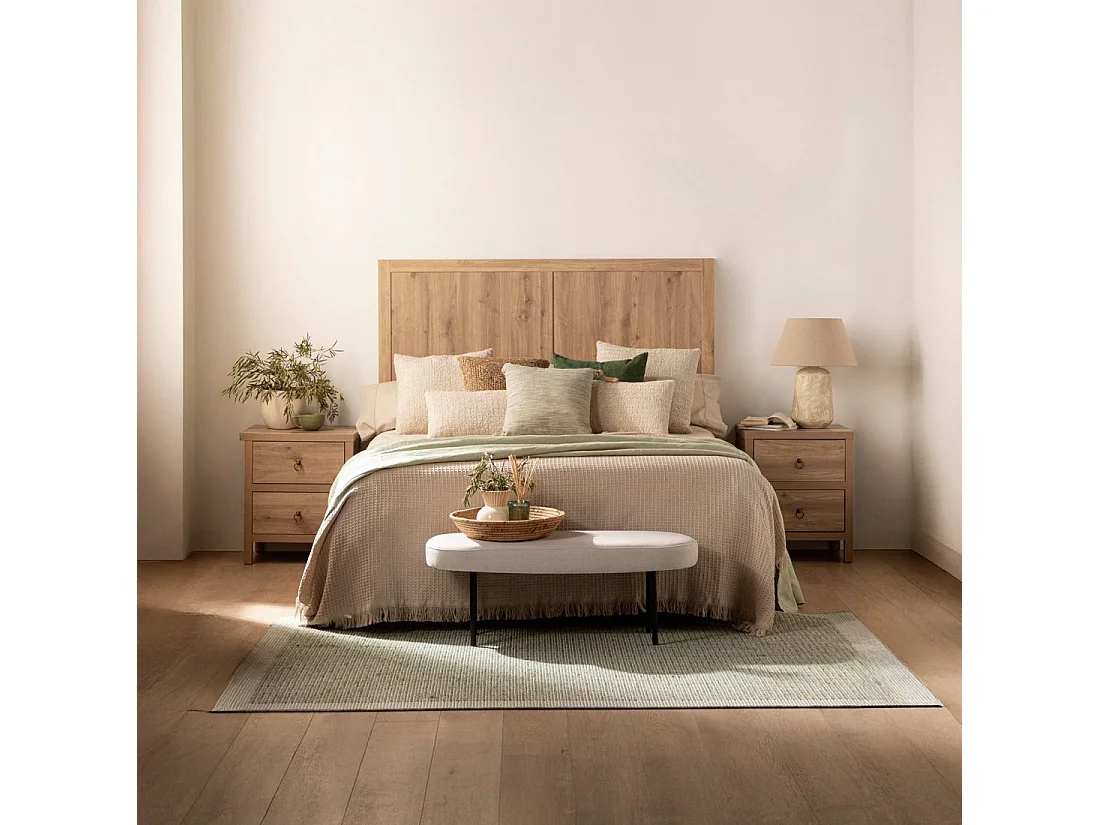 Table de chevet 2 tiroirs en bois naturel 50x60 cm-Livorno