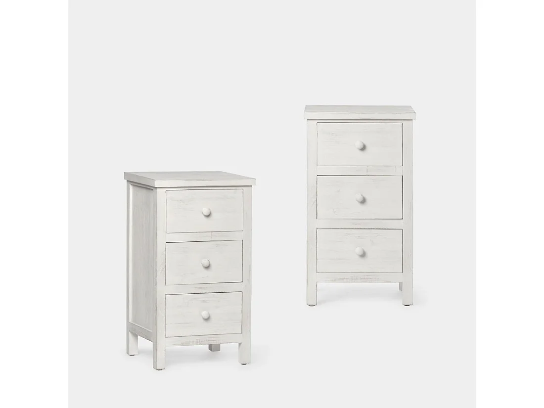 Mesita con patas de Madera reciclada Blanco 62 x 35- Folk