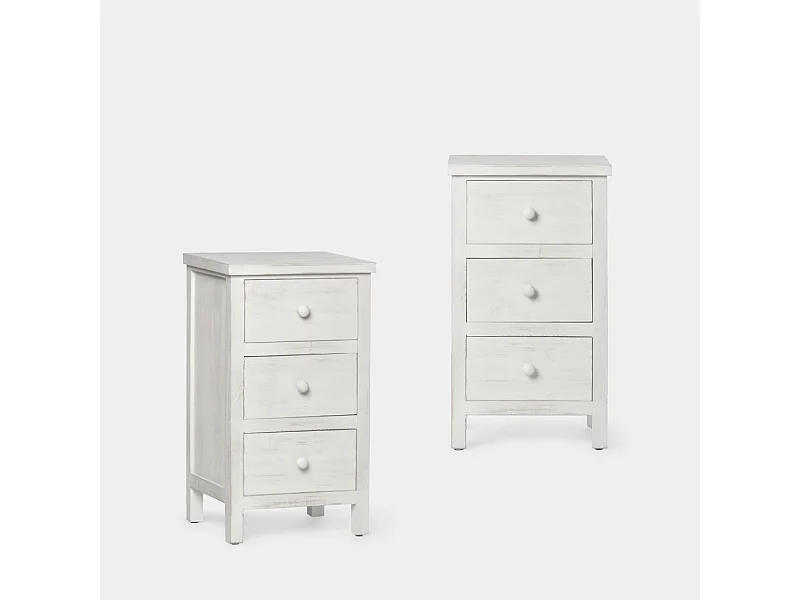 Mesita con patas de Madera reciclada Blanco 62 x 35- Folk