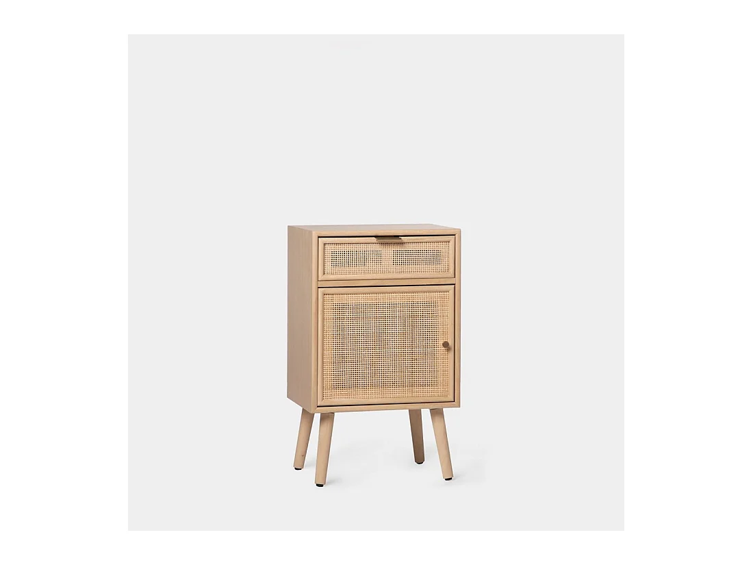 Table de chevet 2 tiroirs en rotin naturel 42x71 cm-Mapi
