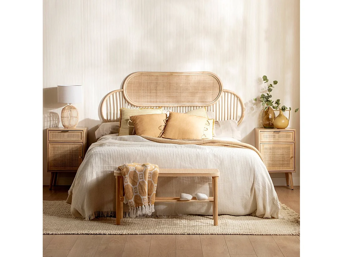 Mesita de noche 2 cajones de Fibra natural Natural 71 x 42- Mapi