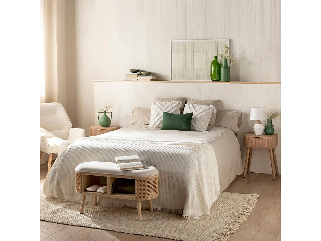 Table de chevet 1 tiroir en bois naturel 40x55 cm-Mina