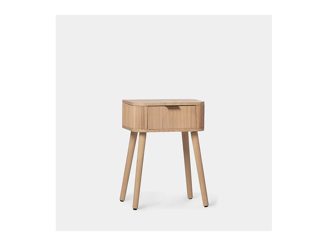 Table de chevet 1 tiroir en bois naturel 40x55 cm-Mina