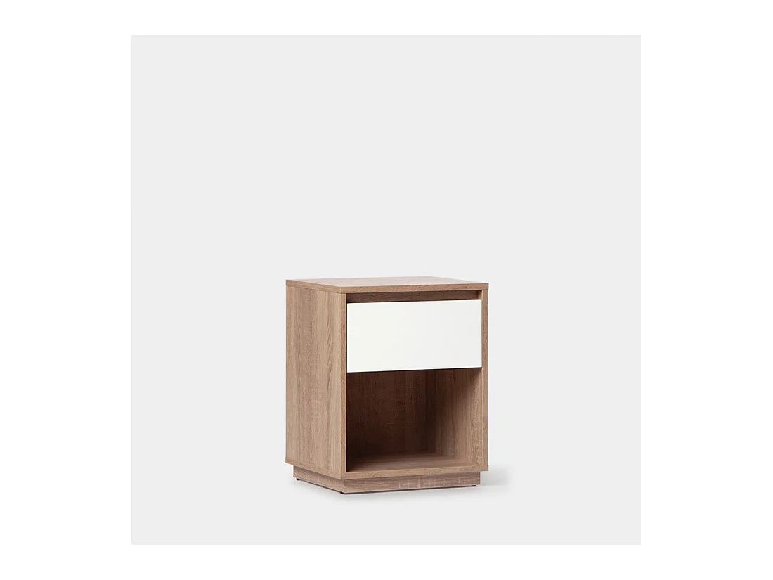 Table de chevet 1 tiroir en bois naturel-blanc 40x50 cm-Oslo