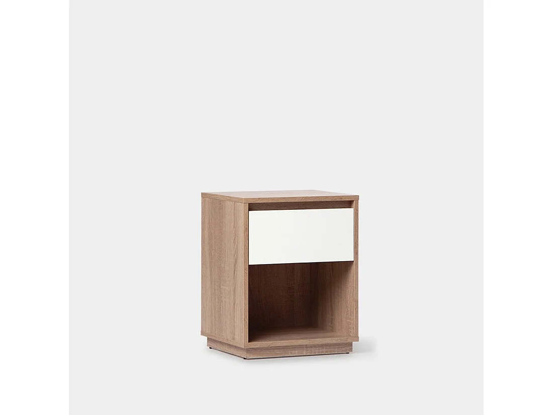 Table de chevet 1 tiroir en bois naturel-blanc 40x50 cm-Oslo