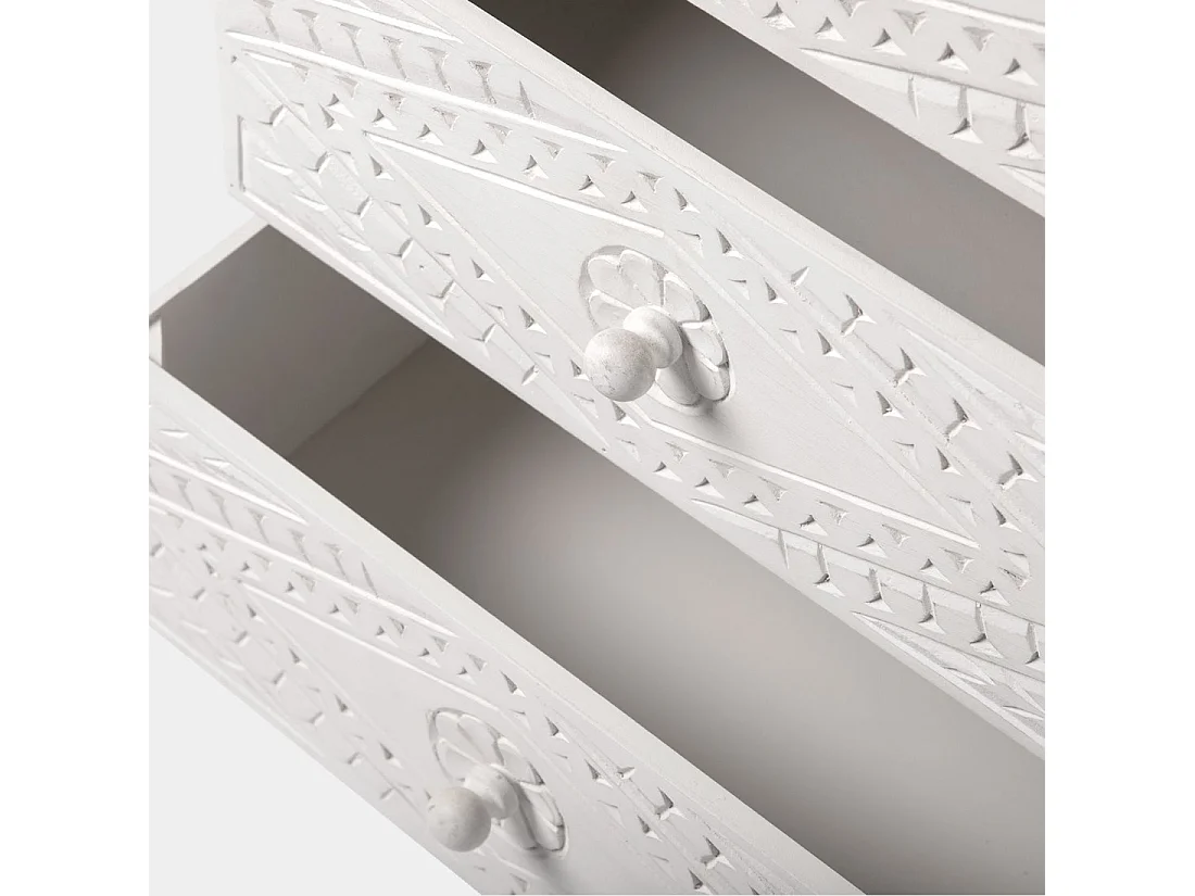 Table de chevet 3 tiroirs en bois blanc décapé 45x66 cm-Sinta